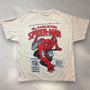 CVLA Marvel The Amazing Spider-Man Graphic T-Shirt Mens Large Beige Comic Tee